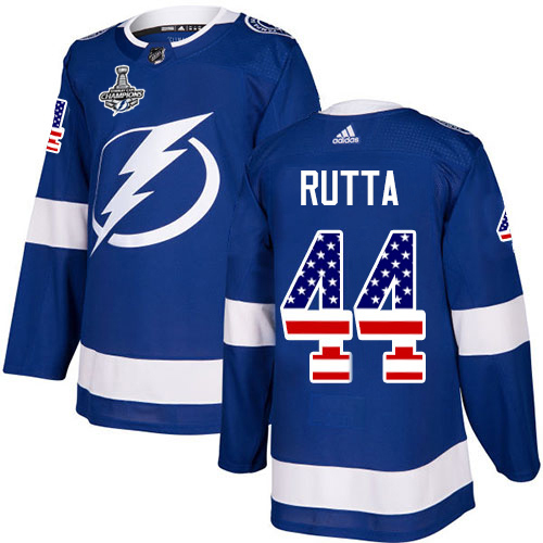Adidas Tampa Bay Lightning #44 Jan Rutta Blue Home Authentic USA Flag Youth 2020 Stanley Cup Champions Stitched NHL Jersey